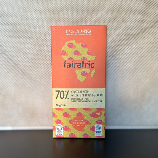 Chocolat noir 70% & Éclats de fèves de cacao - Bio & Vegan - Ghana